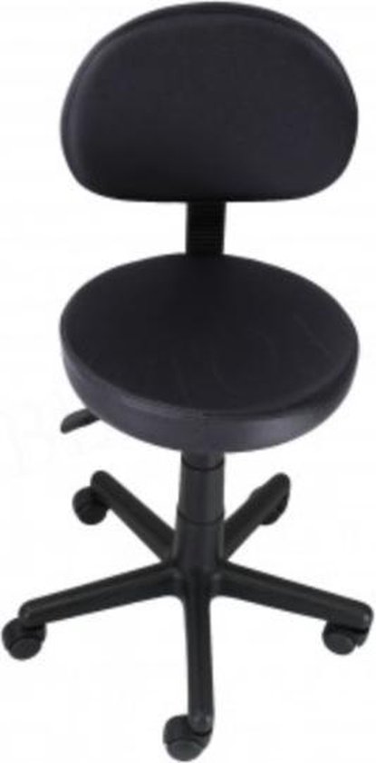 Salonkruk - Werkstoel -voor manicure, pedicure - met rugleuning en wielen -  zwart | bol.com
