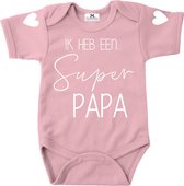 Rompertje vaderdag-ik heb een super papa-roze-wit-Maat 92