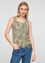 s.Oliver Top Dames Mouwloos - Brede Schouderbandjes - Lage Uitsparing - Bloemenprint - Groen - Maat XL (42)