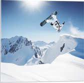 Acrylglas - Snowboarder in Backflip  - 50x50cm Foto op Acrylglas (Wanddecoratie op Acrylglas)