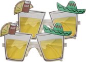 2x stuks mexico feest/party bril met tequila glazen - Carnaval party brillen