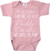 Romper baby-vaderdag-verjaardag-de beste papa van de hele wereld-roze-wit-Maat 56