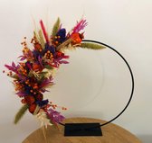 Flowerhoop op voet – Bloemen ring - Seizoenskleuren - 30 cm - zwart