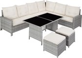 tectake - Barletta - Wicker zitgroep met tafel - kleur: lichtgrijs - 403720
