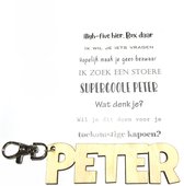 Sleutelhanger Wil je mijn PETER zijn? | hout | high five hier box daar | peter vragen | peter worden