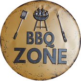 DW4Trading Metalen wandbord BBQ zone barbecue rond 30 cm