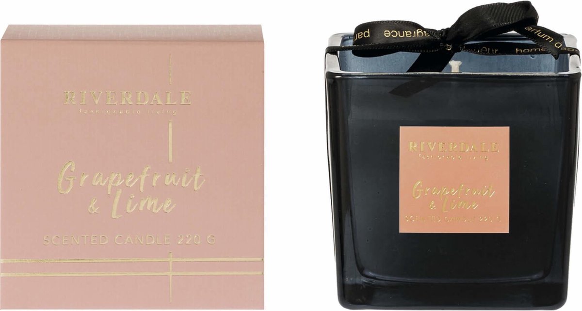 Riverdale Deluxe Geurkaars in pot Grapefruit & Lime - 8cm - roze - Roze