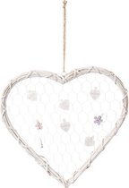 Hart hanger met knijpers - Wit - Hout Metaal - 40 x 38 cm - Valentine - Valentijnsdag - valentijn cadeautje