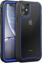 Apple iPhone 12 Backcover - Zwart / Blauw - Shockproof Armor - Hybrid - Drop Tested