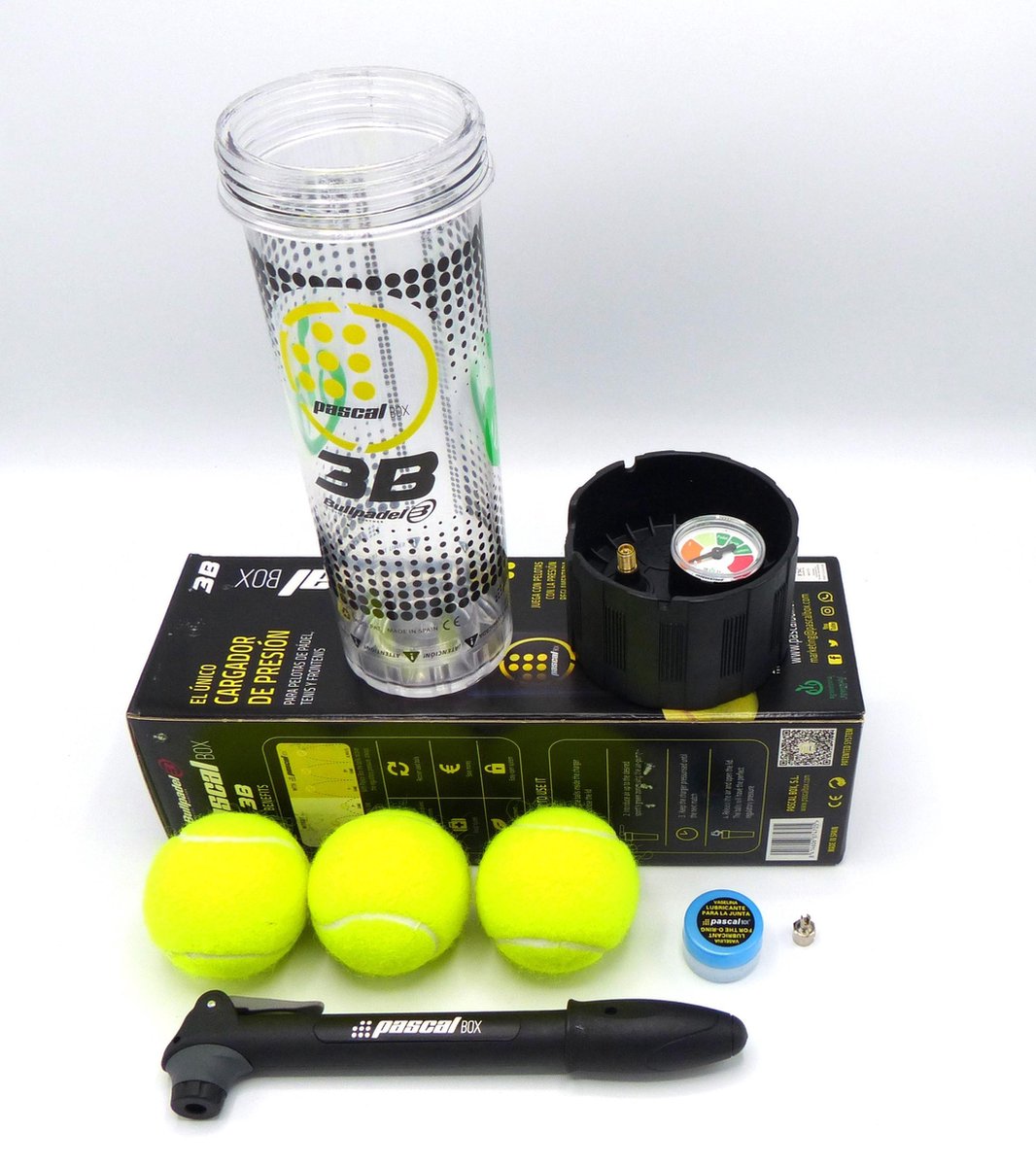 Préssurisateur de balles de tennis et padel + pompe avec manomètre
