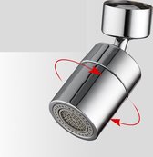 Waterbesparende kraankop - gepolijst RVS – Roterende kraankop – 2 standen - 360 graden – kraan opzetstuk - Met verschillende opzetstukken