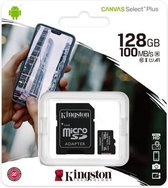 Kingston Technology Select Plus Flashgeheugen | 128 GB Micro SDXC Klasse 10 UHS-I | Zwart - Inclusief Adapter