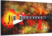 Peinture sur toile Guitare | Rouge, orange, jaune | 120x70cm 1Hatch