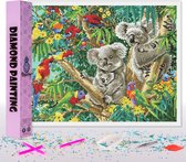 Compleet Full Diamond Painting voor volwassenen en kinderen Australië - Koala met vogels - 40x50cm volledig pakket met accessoires - Cadeau tip