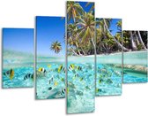 Glasschilderij -  Natuur - Blauw, Groen - 100x70cm 5Luik - Geen Acrylglas Schilderij - GroepArt 6000+ Glasschilderijen Collectie - Wanddecoratie- Foto Op Glas