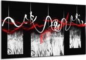 Peinture sur toile Abstrait | Noir, blanc, rouge | 120x70cm 1Hatch