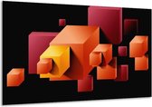 Glasschilderij Vierkant - Oranje, Zwart, Geel - 120x70cm 1Luik - Foto Op Glas - Geen Acrylglas Schilderij - GroepArt 6000+ Glasschilderijen Art Collectie - Wanddecoratie - Woonkamer - Slaapkamer