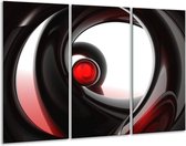 GroepArt - Schilderij -  Abstract - Rood, Zwart, Wit - 120x80cm 3Luik - 6000+ Schilderijen 0p Canvas Art Collectie