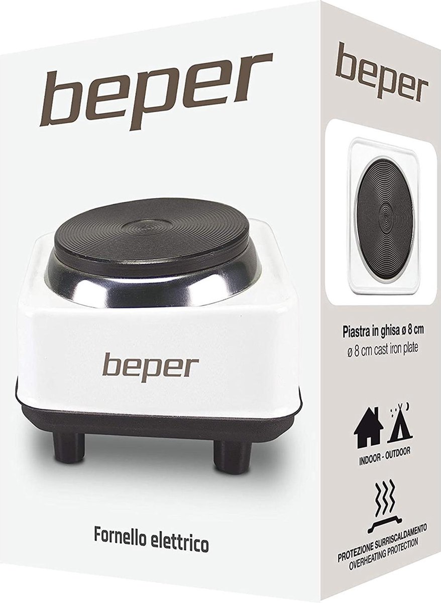 BEPER P101PIA100 Cuisinière électrique, plaque en fonte 18.5 cm, thermostat réglable sur 5 niveaux, corps en acier résistant, 1500W | Leroy Merlin