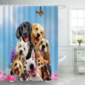Ulticool Douchegordijn - Hond Dieren Honden Huisdier - 180 x 200 cm - semi Transparant - met 12 Ringen Wit - anti Schimmel - Multi Color
