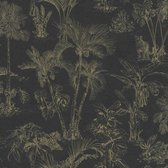 A.S. Création behangpapier tropische bladeren metallic en zwart - AS-380215 - 53 cm x 10,05 m