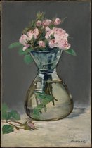 Kunst: Rozen in een vaas van Edouard Manet. Schilderij op canvas, formaat is 60x100 CM