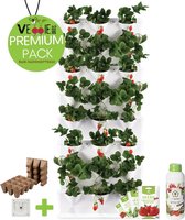 Minigarden® Vertical Kitchen Garden - verticale tuin - verticaal tuinieren - PREMIUM PACK met verankeringclips, irrigatie microdripbuizen, vloeibare voedingsstof, inclusief 4 vruchtenzaden & 24 zaaipotjes - WIT