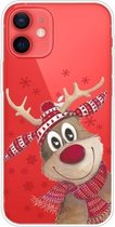 Christmas Series Clear TPU beschermhoes voor iPhone 12 mini (Smiley Deer)