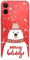 Christmas Series Clear TPU beschermhoes voor iPhone 12 mini (sjaal White Bear)