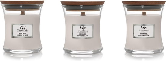 WoodWick Hourglass Mini Bougie Parfumée Lot de 3 - Wool Chaude