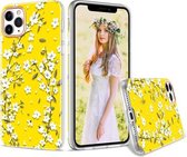 Voor iPhone 12 mini 3D Cherry Blossom Painted TPU beschermhoes (geel)