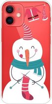 Trendy Cute Christmas Patterned Case Clear TPU Cover Phone Cases Voor iPhone 12 mini (Socks Snowman)