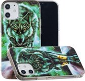 Voor iPhone 12 mini lichtgevende TPU zachte beschermhoes (woeste wolf)