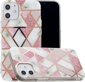 Voor iPhone 12 mini Plating Marble Pattern Soft TPU beschermhoes (roze)