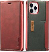 Voor iPhone 12 Pro Max LC.IMEEKE LC-001-serie PU + TPU kleuraanpassing Frosted horizontale flip lederen tas met houder en kaartsleuf (rood)