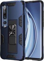 Voor Xiaomi Mi 10 5G / 10 Pro 5G Armor Schokbestendig TPU + PC Magnetische beschermhoes met onzichtbare houder (blauw)