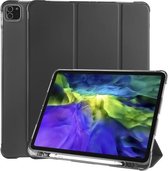 Voor iPad Pro 12.9 (2020) / iPad Pro 12.9 (2018) 3-vouwbare horizontale flip PU-leer + schokbestendige TPU-hoes met houder en pengleuf (zwart)