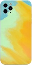 Lamsvel Rechte rand aquarel patroon beschermhoes voor iPhone 12 mini (herfstbladeren)