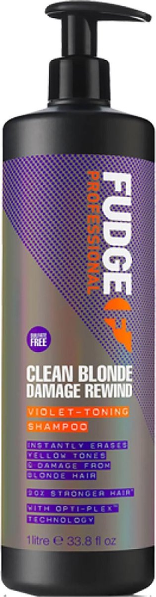 Fudge Clean Blonde Damage Rewind Violet Shampoo - 1000 ml - Fudge
