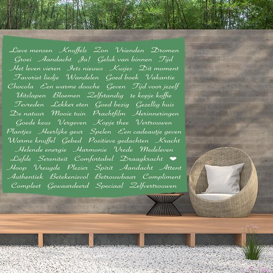 Ulticool - Texte Pensée Positive Zen Geluk Confidence Cadeau - Affiche Tapisserie - 200x150 cm - Groot tapisserie - Affiche Jardin Tapisserie