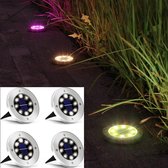 Buiten verlichting - 4 spots - LED tuinlicht - Met lichtsensor - RGB Kleuren verlichting