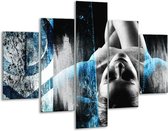 Peinture sur verre Femme, Art | Noir, blanc, bleu | 100x70cm 5Liège | Tirage photo sur verre |  F007043