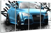 GroepArt - Glasschilderij - Audi, Auto - Blauw, Zwart, Grijs - 160x80cm 4Luik - Foto Op Glas - Geen Acrylglas Schilderij - 6000+ Glasschilderijen Collectie - Wanddecoratie