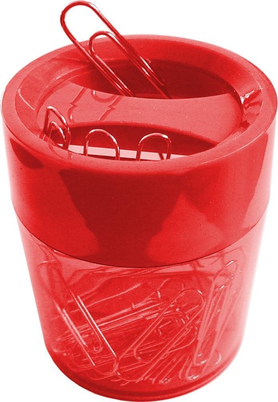 SDI - Paperclip dispensers - 60 Øx70mm - Inclusief 100 paperclips! - Rood - 1 stuk
