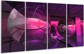 GroepArt - Glasschilderij - Modern - Paars, Roze - 160x80cm 4Luik - Foto Op Glas - Geen Acrylglas Schilderij - 6000+ Glasschilderijen Collectie - Wanddecoratie