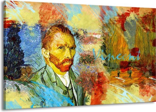 Schilderij Op Canvas - Groot -  Van Gogh, Modern - Oranje, Geel, Bruin - 140x90cm 1Luik - GroepArt 6000+ Schilderijen Woonkamer - Schilderijhaakjes Gratis