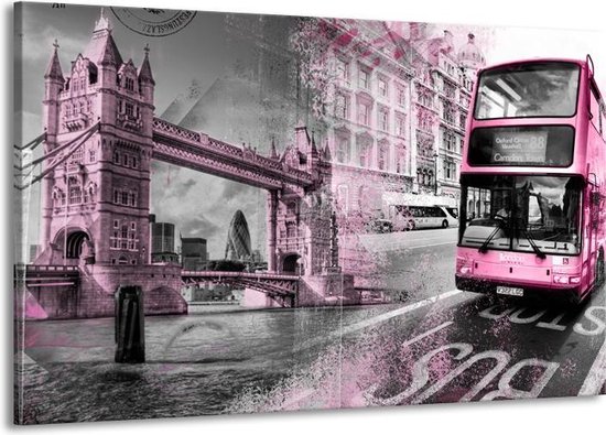 Canvas Schilderij Engeland, London | Paars, Roze, Grijs | | F006881