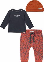 Noppies set(3delig) Broek Orinoco Ginger, Shirt Hester Charcoal en Muts - Maat 62