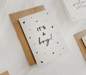 IT'S A BOY! - Geboorte kaartje - kaartjes om te versturen - kaartenset - kaartjes blanco - kaartjes met tekst