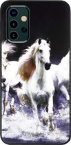 - ADEL Siliconen Back Cover Softcase Hoesje Geschikt voor Samsung Galaxy A32 - Paarden Wit